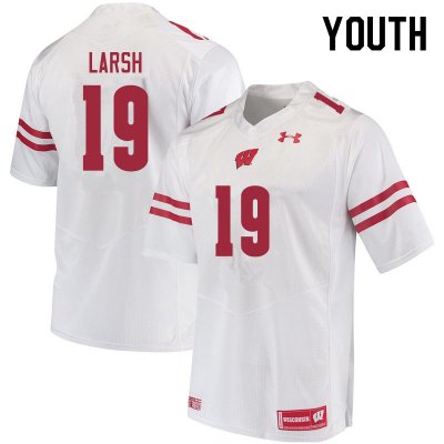 Youth Wisconsin Badgers NCAA #19 Collin Larsh White Authentic Under Armour Stitched College Football Jersey PF31D08QZ